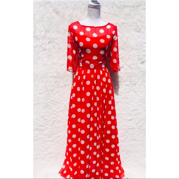fashionmia Dresses & Skirts - NWT MAXI RED POLKA DOT DRESS
